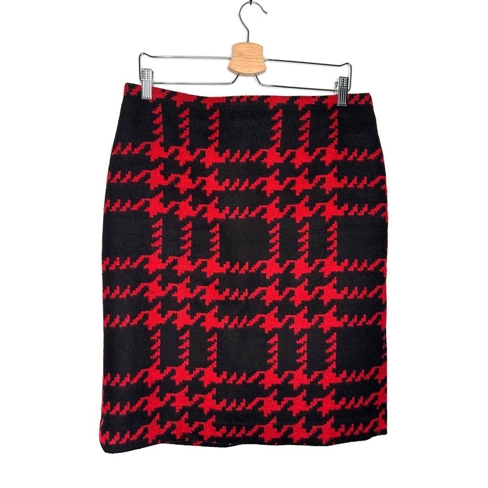 Talbots | Black and Red Houndstooth Wool Pencil Skirt Size 12